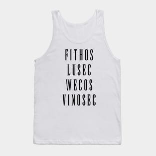 Fithos Lusec Wecos Vinosec Succession Of Witches Love (Black Text) Tank Top